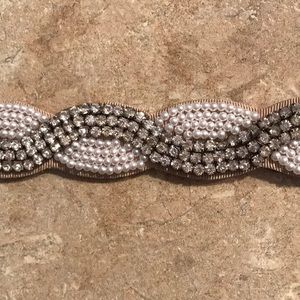 Rhinestone, pearl, stretch belt